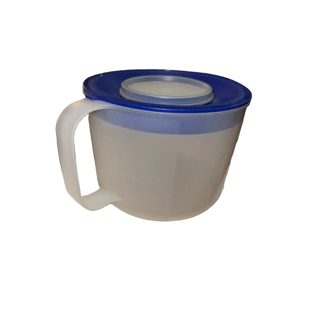 Vtg Tupperware Mix-N-Store Measuring Pitcher 8 Cup 2L Blue 1629E 2-Piece Lid USA